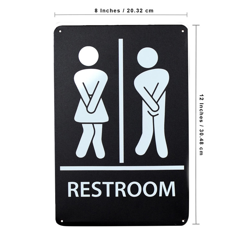 Trinx Stick Figure Funny Bathroom Sign Mens Ladies Commercial Bar ...